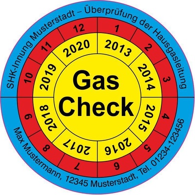 Prüfplakette Gas-Check des Fachverbandes SHK Niedersachsen. - © Foto: FVSHK Nds
