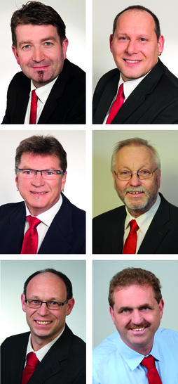 Die neuen Mitarbeiter im Windhager-Außendienst von links oben nach rechts unten: Uwe Täuber, Markus Heilen, Frank Weinhold, Axel Hohmann sowie Claus Dierberger und Arnold Foitzik. - © Windhager Zentralheizung GmbH, Meitingen
