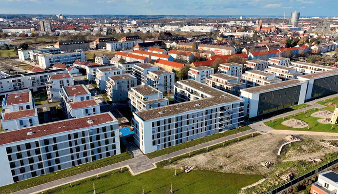 © Bild: Perma-Trade Ein Großprojekt mit Weitblick: Zentral in Augsburg gelegen, gilt der Ackermann-Park als eines der größten aktuellen Wohnbauprojekte der Stadt.